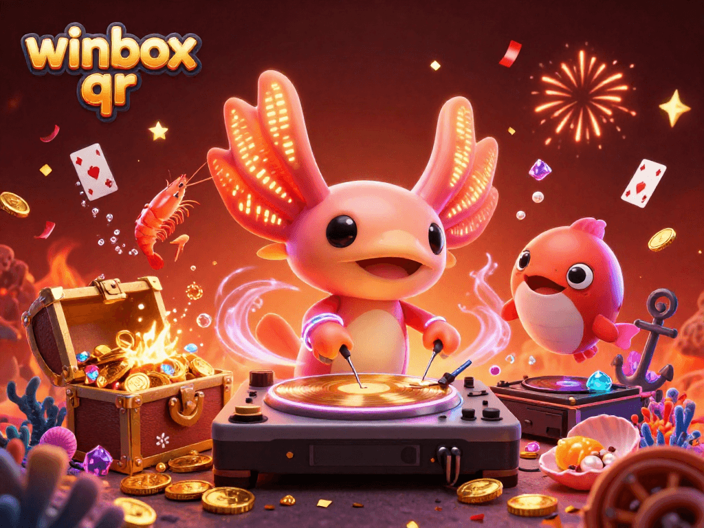 Experience the thrills with winbox qr in this vibrant underwater casino illustration.