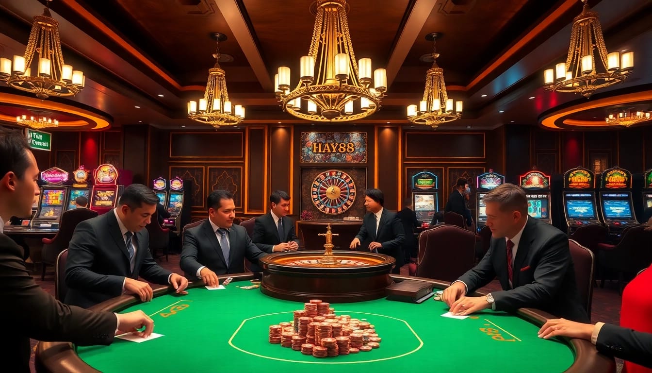 Players enjoying an exhilarating poker game at HAY88 casino.