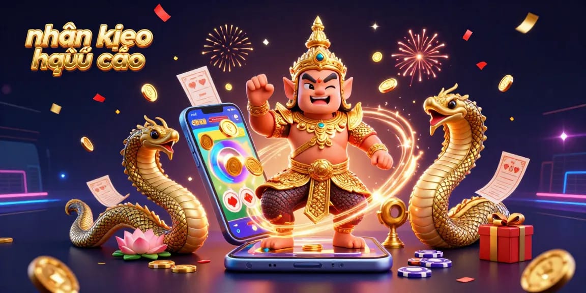Engage with nhận định kèo nhà cái in this vibrant and dynamic sports betting promotional illustration.