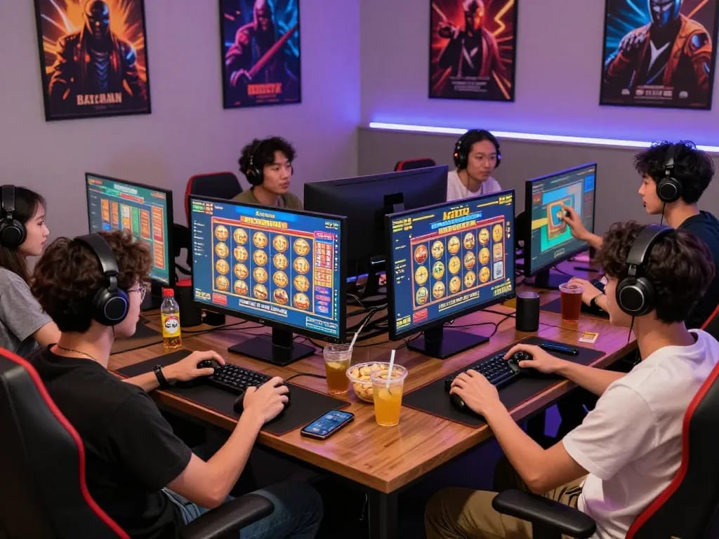 Players enjoying an exciting game of toto togel online in a vibrant gaming room.