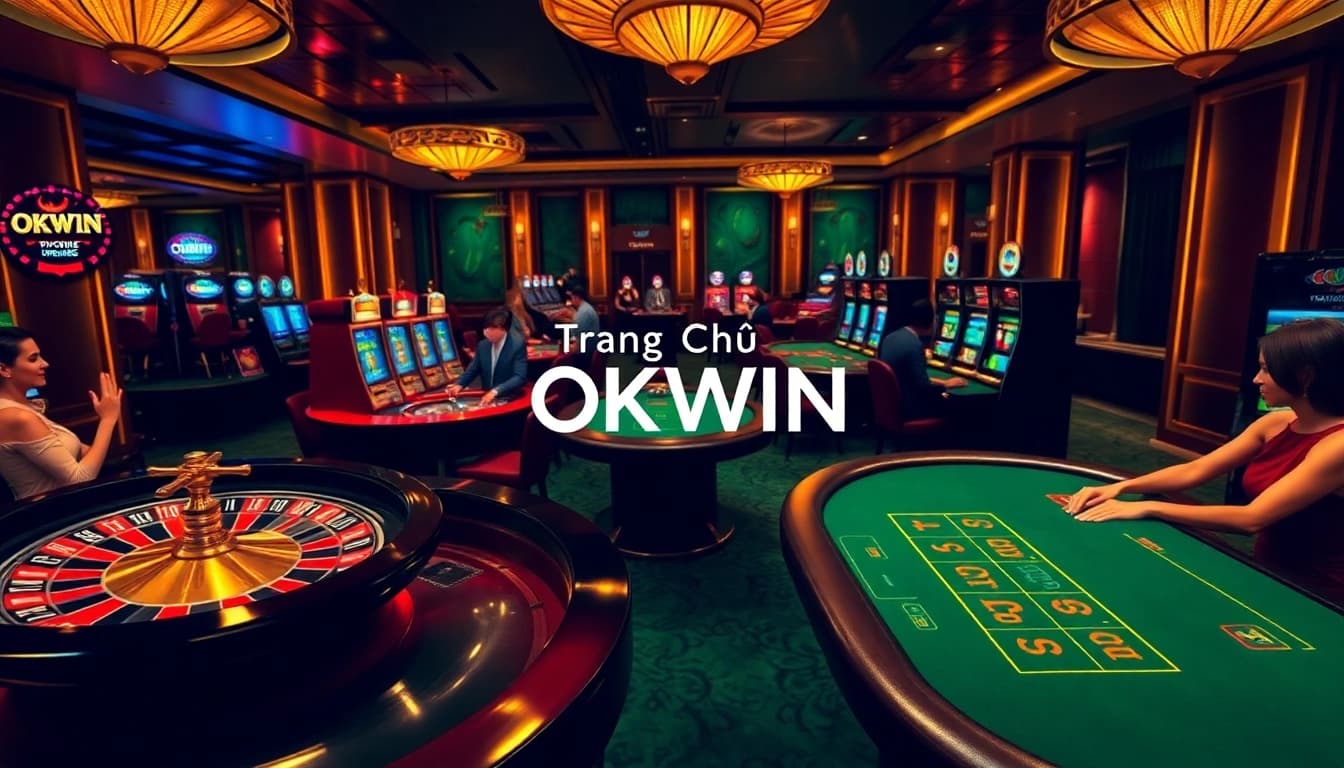 Engage with thrilling games at Trang Chủ OKWIN, featuring a vibrant casino atmosphere.