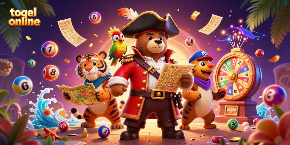 Experience thrilling togel online excitement with cheerful characters and dynamic lottery elements in a vibrant 3D scene.