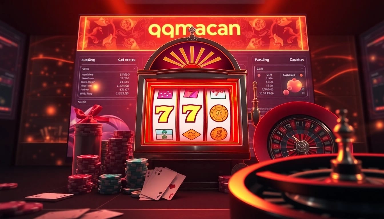 Experience the thrill of gambling at qqmacan with vibrant slot machines and engaging casino elements.