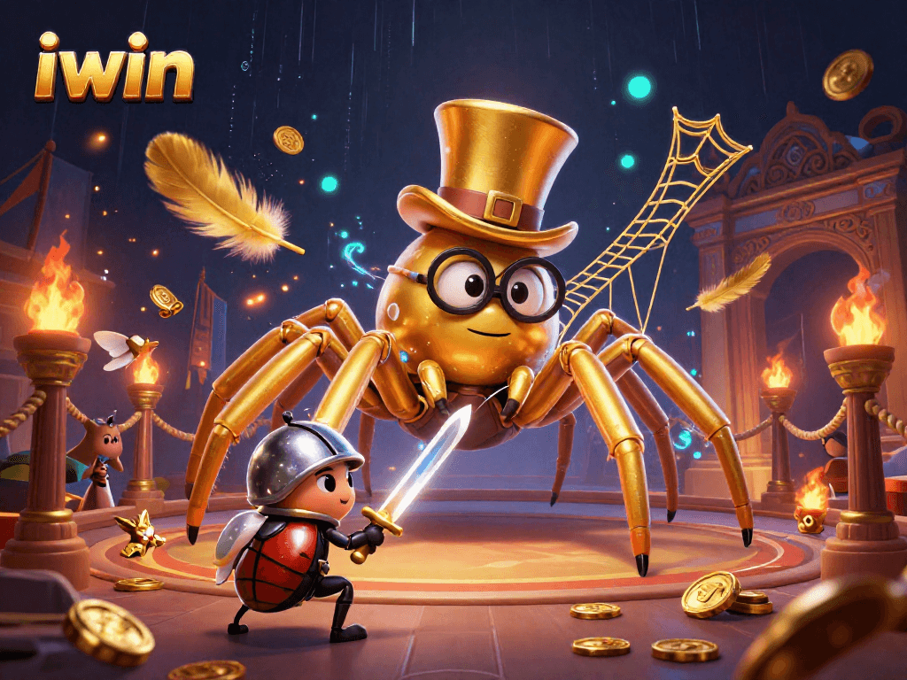 Immerse in iwin’s thrilling casino adventure with a gold tarantula and beetle knight.