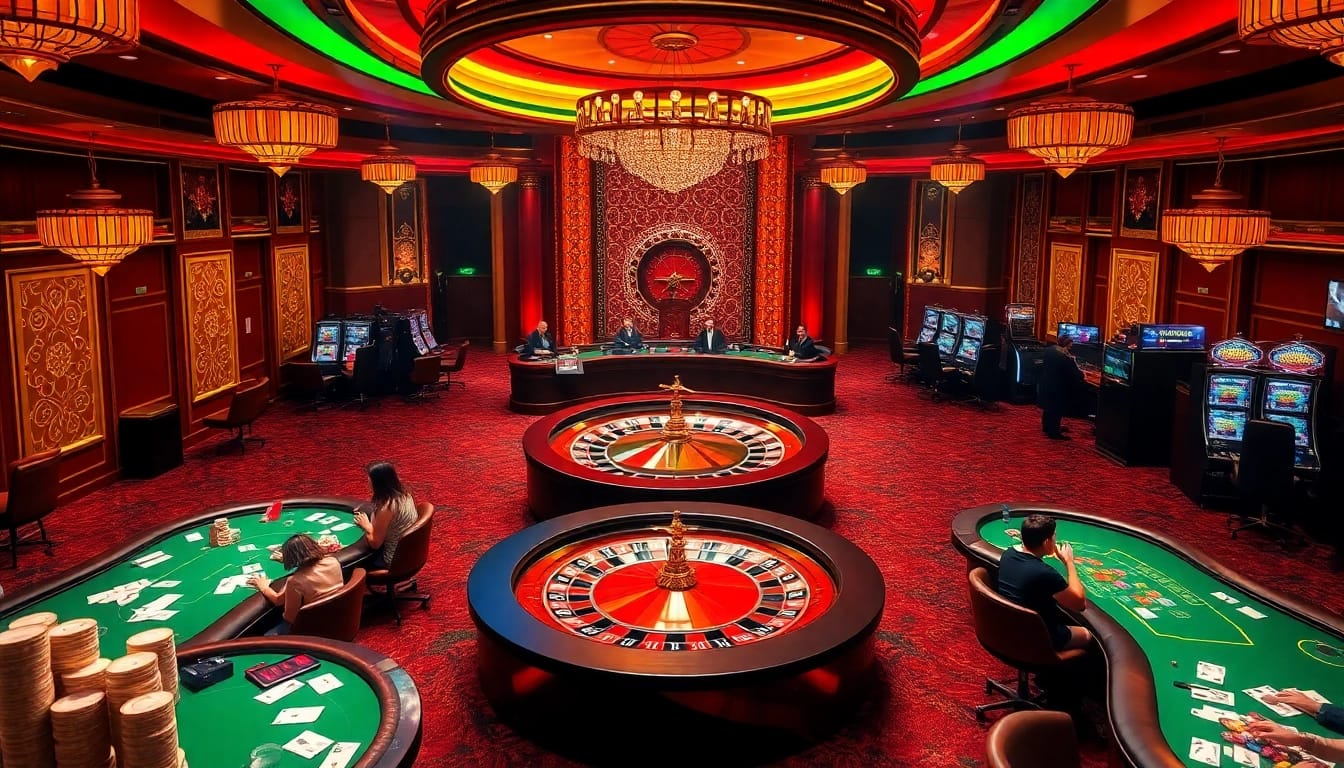 Players engaging in a thrilling casino experience while pondering Nezha ดีไหม, enjoying roulette and poker.