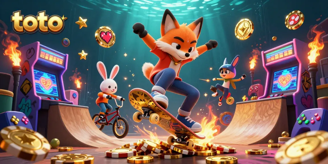 Join the action on the toto platform with a skateboarding fox and BMX rabbit, showcasing dynamic gaming excitement.