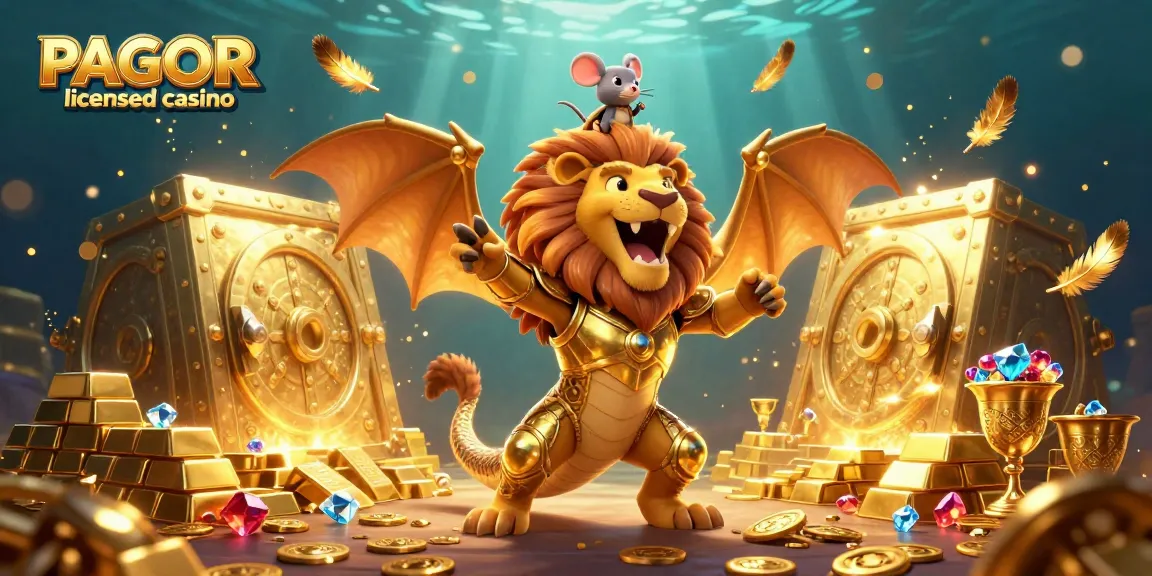 PAGCOR licensed casino featuring a majestic chimera with treasures and vibrant casino elements.