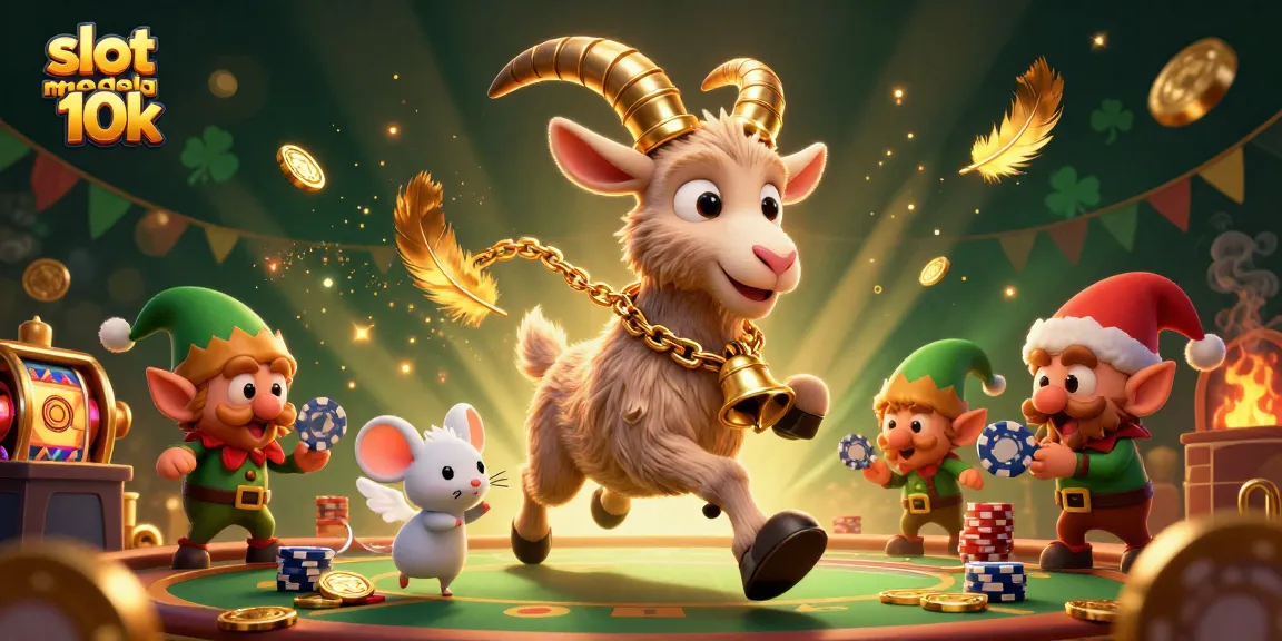 Experience slot modal 10k excitement as festive 3D characters engage in a lively casino scene.