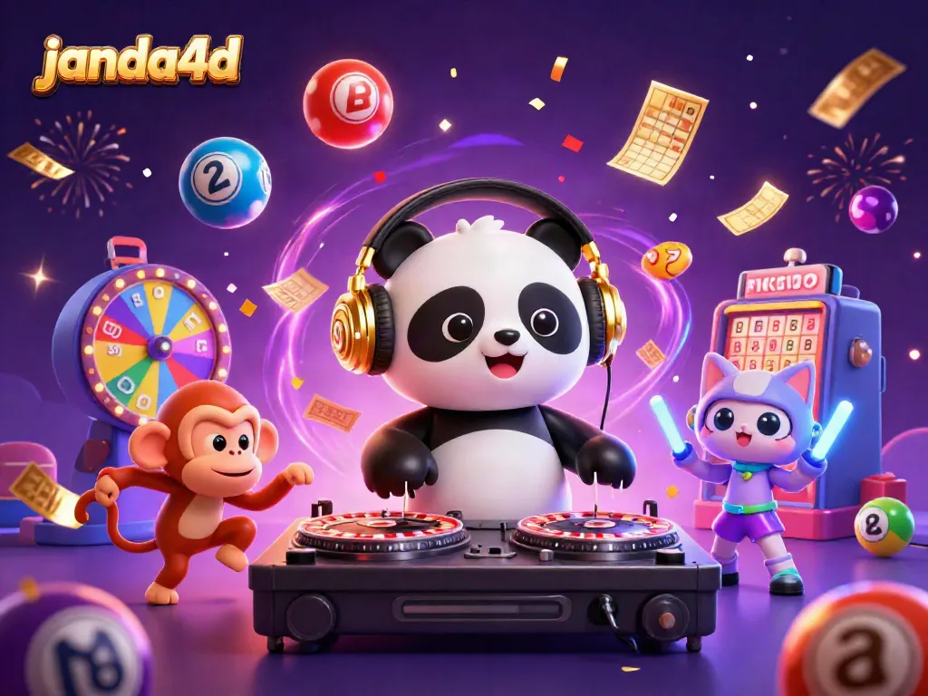 Merayakan jackpot di janda4d dengan DJ panda dan teman-teman yang energik!
