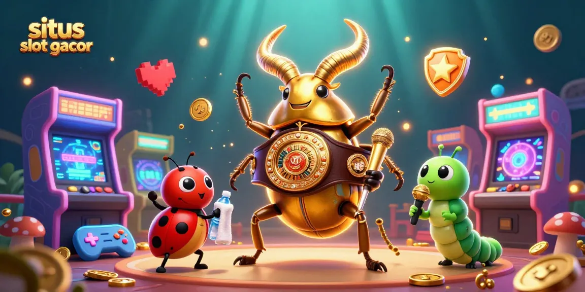 Experience the excitement at situs slot gacor with dynamic characters and vibrant game elements in this unique illustration.