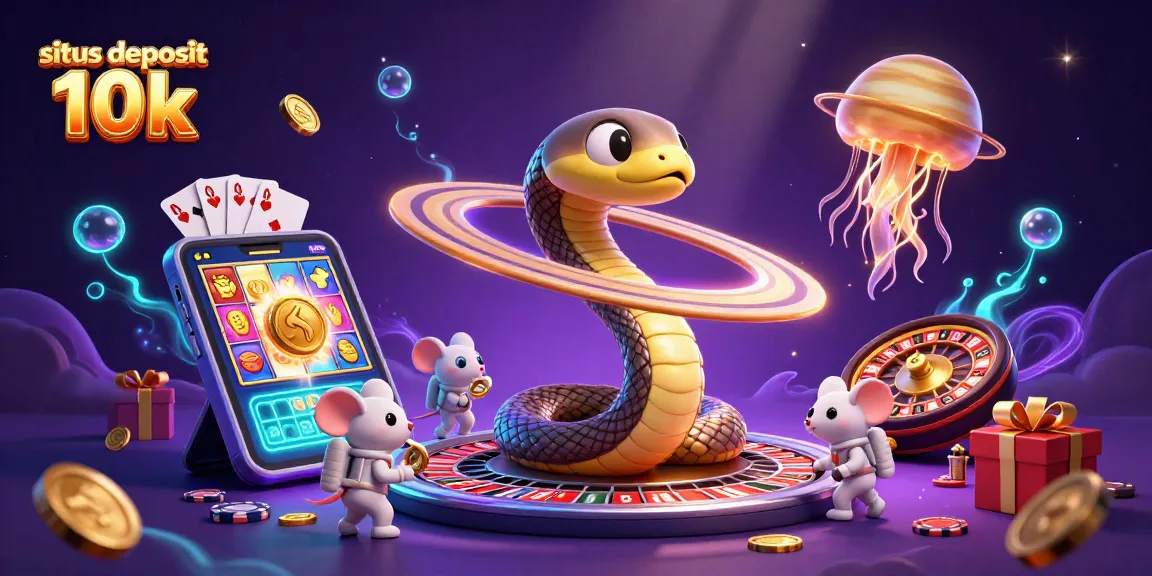 Experience the thrill of situs deposit 10k with a cosmic casino scene featuring gambling elements.