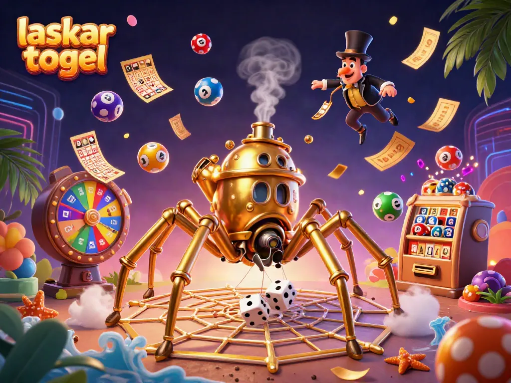 Experience thrilling wins with Laskar Togel's vibrant lottery scene featuring animated elements.
