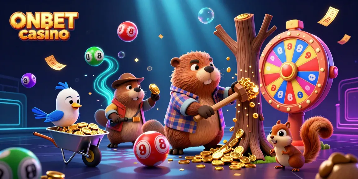 Experience the excitement of ONBET casino with vibrant gaming elements and dynamic characters.