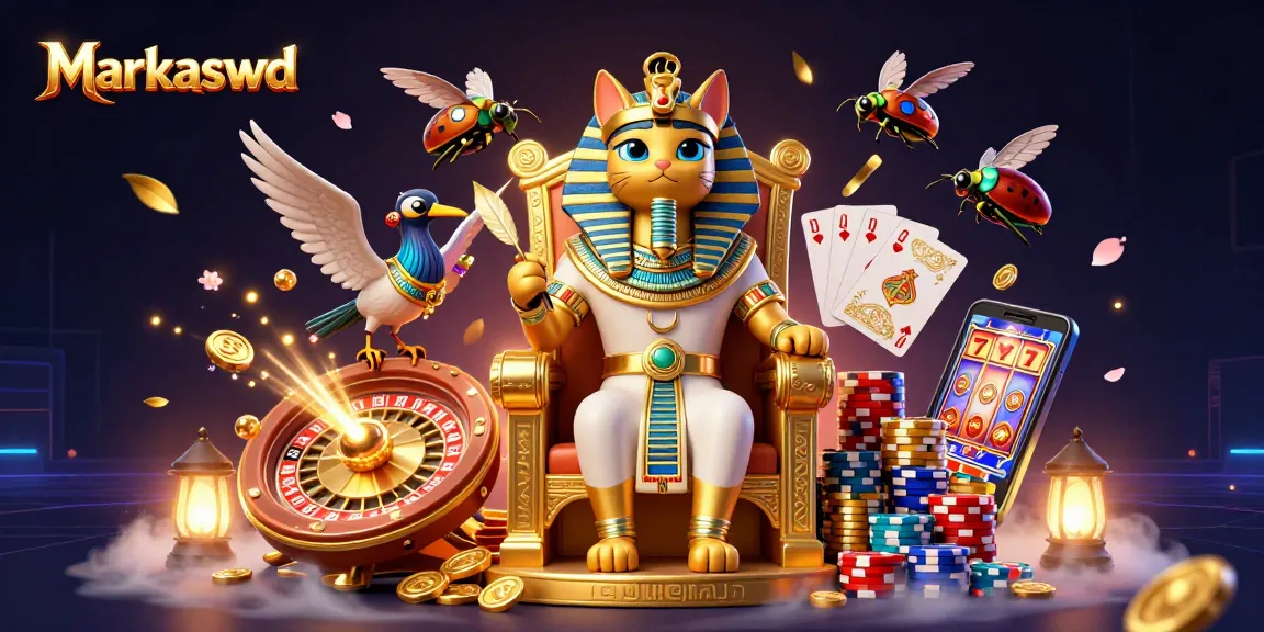 Markaswd brings excitement with a pharaoh cat and dazzling casino elements in 3D action.