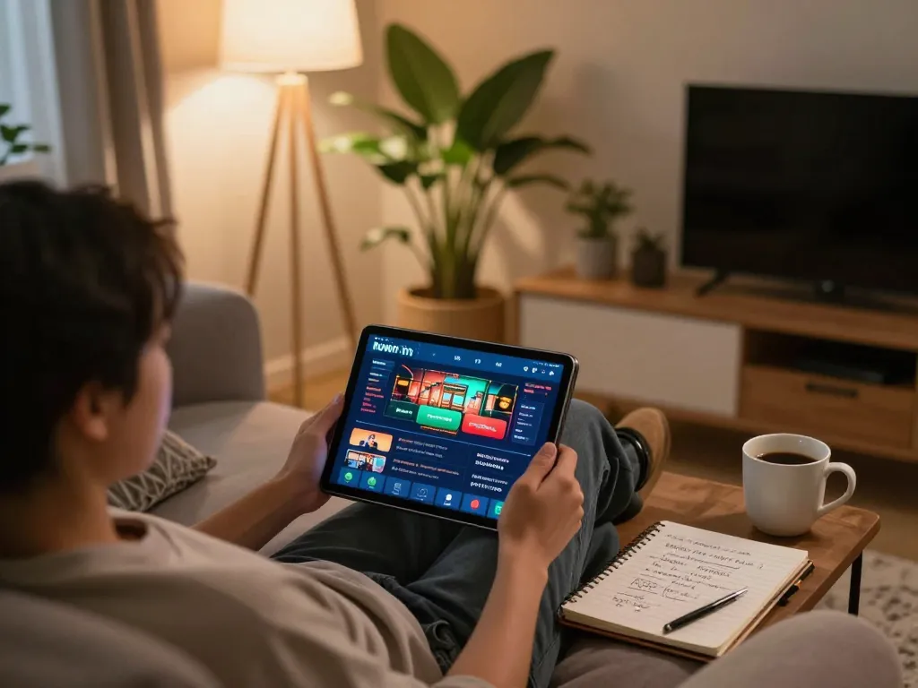 Kuwin online gaming setup with player engaging in strategic betting from the comfort of home