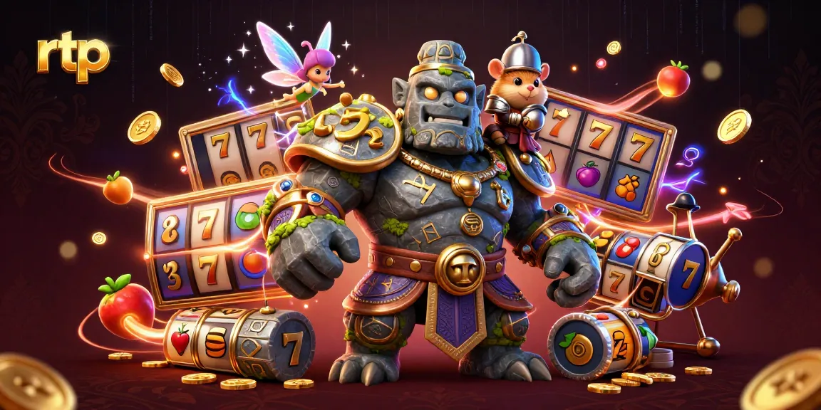 Experience the thrilling rtp of slot games with dynamic characters and vibrant details in this 3D illustration.