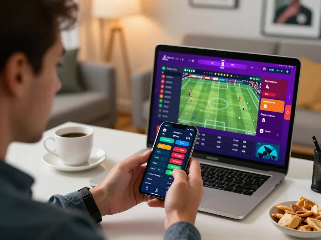 Person celebrating a sports betting win using the dh88 platform on their smartphone, vibrant odds displayed on the screen.