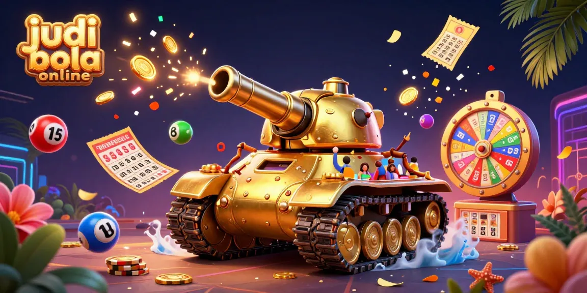 Engage with judi bola online in a vibrant casino scene featuring a golden beetle tank and dynamic game elements.