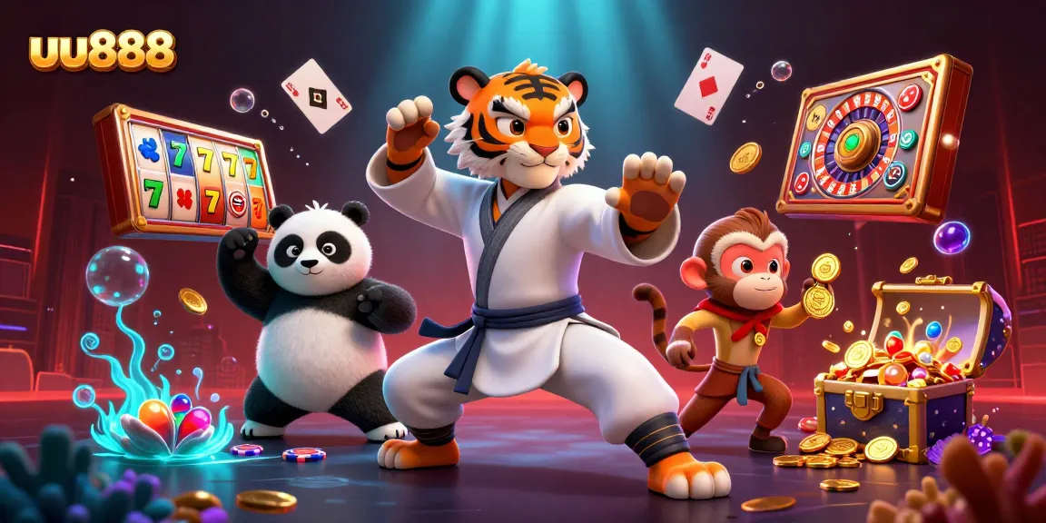 Engage with the exciting world of uu888 through vibrant slot reels and a dynamic casino scene.