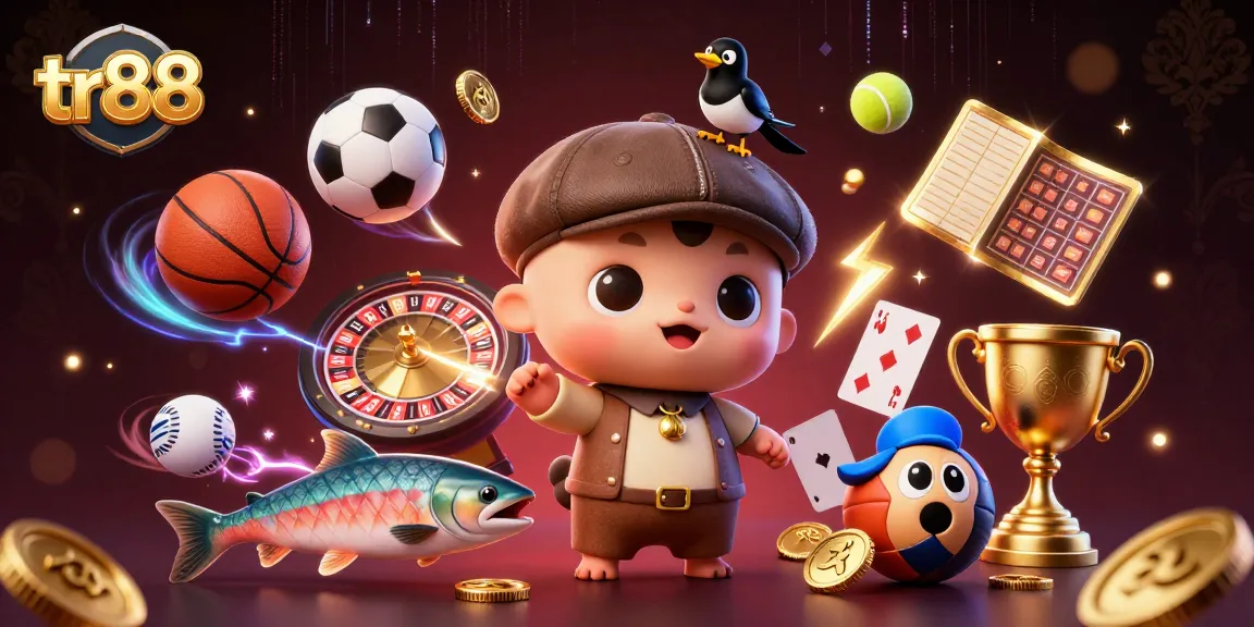 Enter the exciting world of TR88 casino gaming with vibrant characters and dynamic sports betting elements.