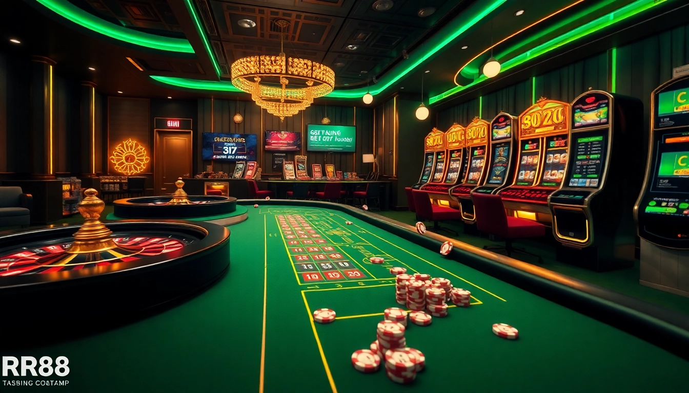 Engaging online gambling scene highlighting RR88 Auction interface with casino games and vibrant atmosphere.
