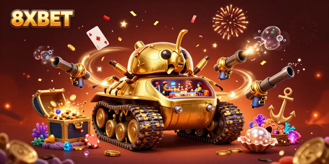 Experience thrilling gaming action at 8XBET with a vibrant casino illustration bursting with excitement.