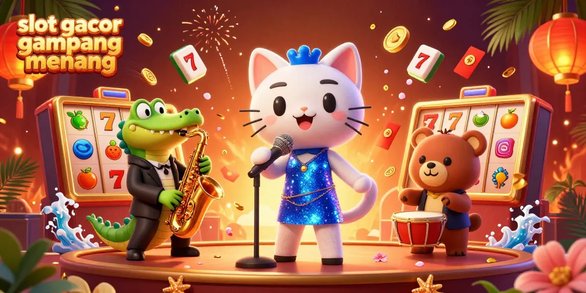 Experience the excitement of slot gacor gampang menang with this vibrant 3D illustration showcasing playful casino characters.