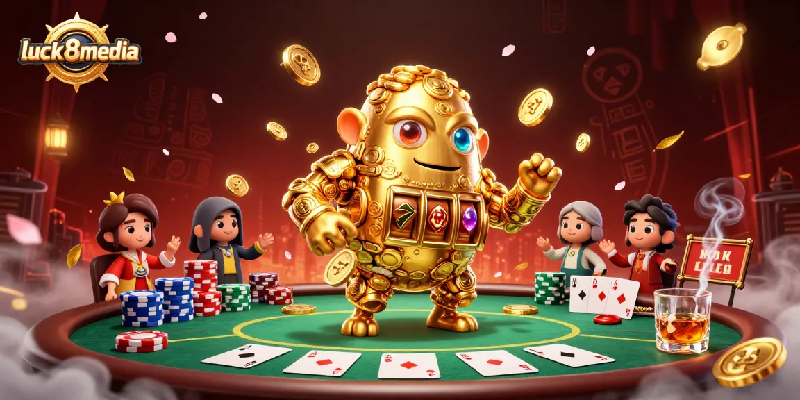 Get lucky with luck8media at a vibrant casino scene featuring gold, poker, and excitement!