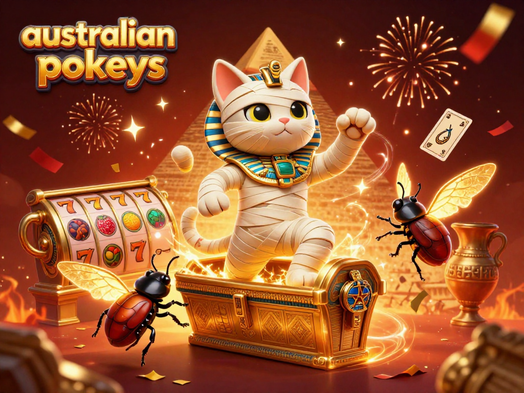 Experience thrilling australian online pokies with vibrant slot reels and festive elements in a casino