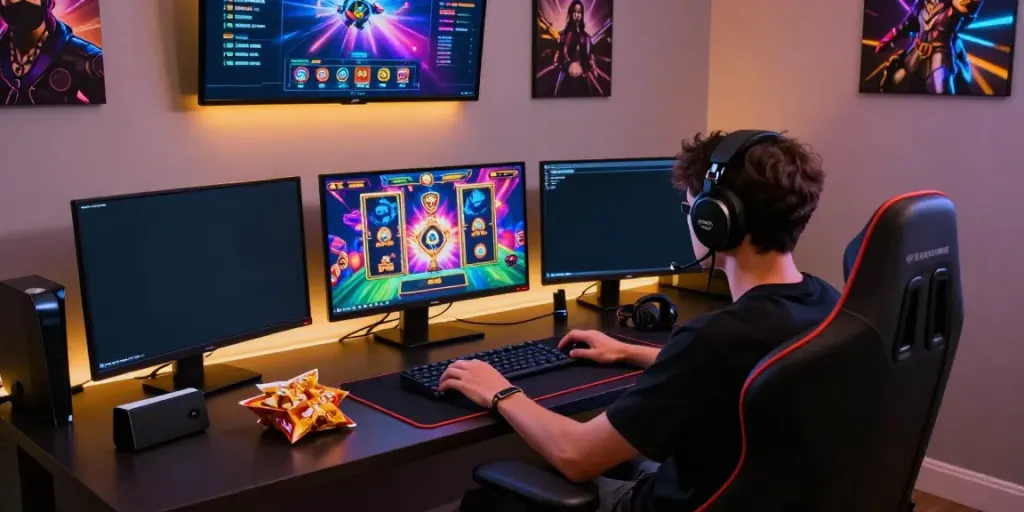 Immersive akunjp online gaming scene with vibrant slot graphics and dynamic gameplay.