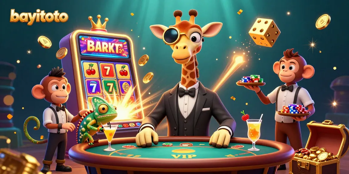 Experience thrilling wins with bayitoto at a vibrant casino scene featuring exciting 3D characters and elements.