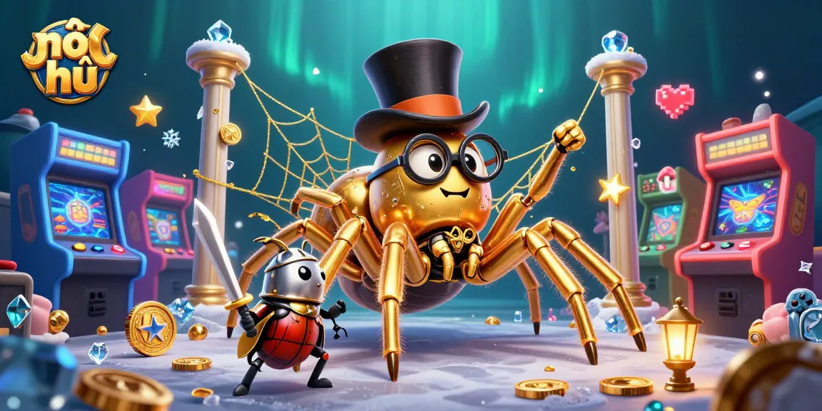 Experience nổ hũ action with colorful 3D elements and a vibrant casino setting.