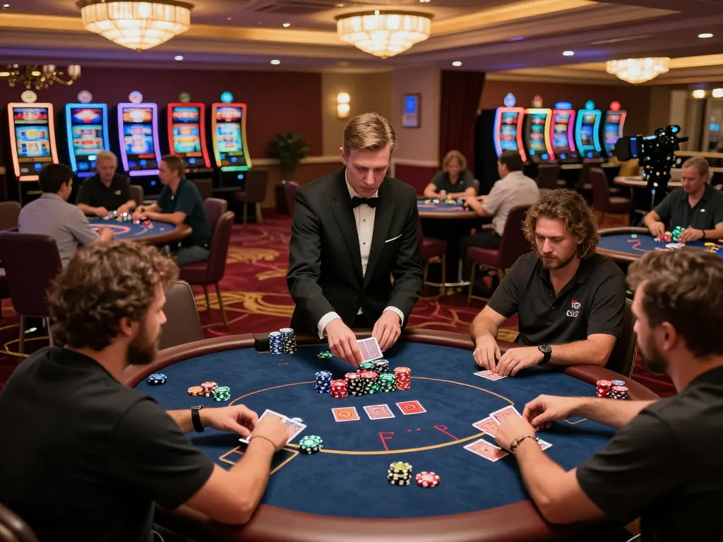 Players at SC88 poker tables strategizing and placing bets in a vibrant casino atmosphere