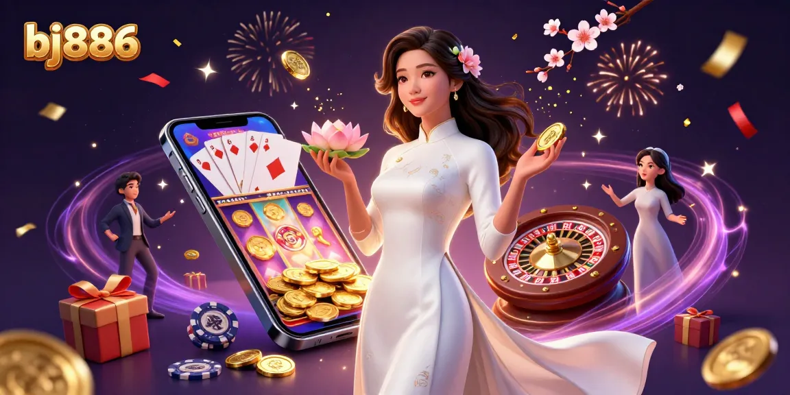 Win big at bj886 with thrilling slot games, showcasing vibrant visuals and dynamic betting action.
