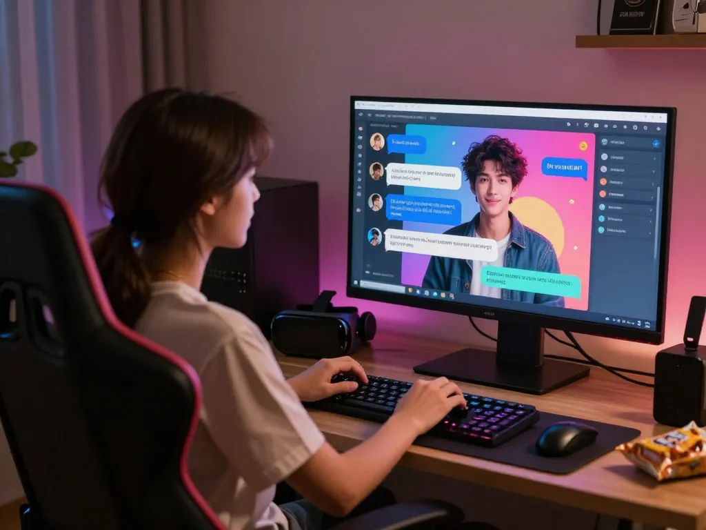 Engaging NSFW AI chat scene showcasing user interaction with vibrant character design and cozy environment.