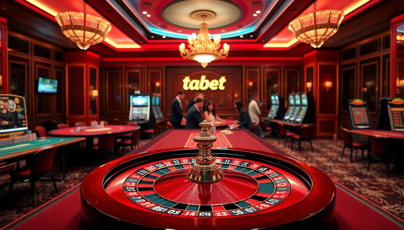 Players enjoying casino games at SUT88, with vibrant poker tables and slot machines in view.