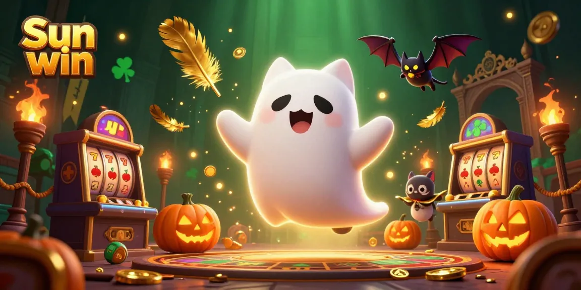 Engage in thrilling gameplay at Sun win with the ghost cat and vampire bat in a haunted casino.