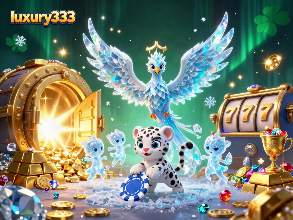 Menangkan permainan slot dengan luxury333 dan lihat seorang anak macan salju bermain dengan chip poker es.