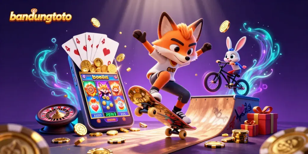 Experience thrilling gaming with bandungtoto in this vibrant animated casino scene