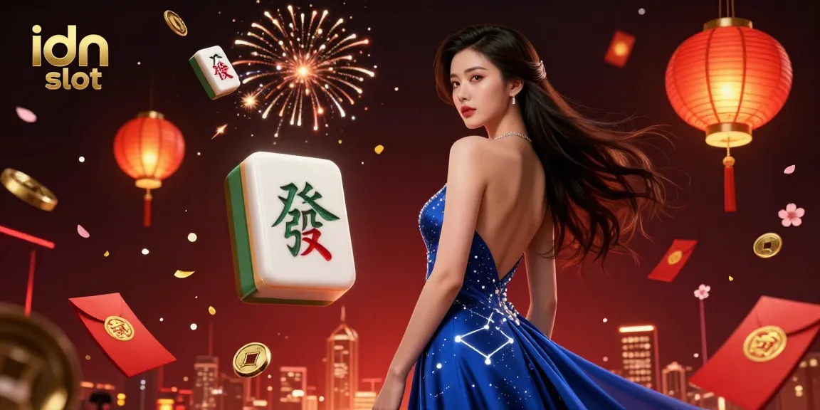 Spin the reels in the vibrant idn slot illustration featuring a majestic scene of festive casino elements.