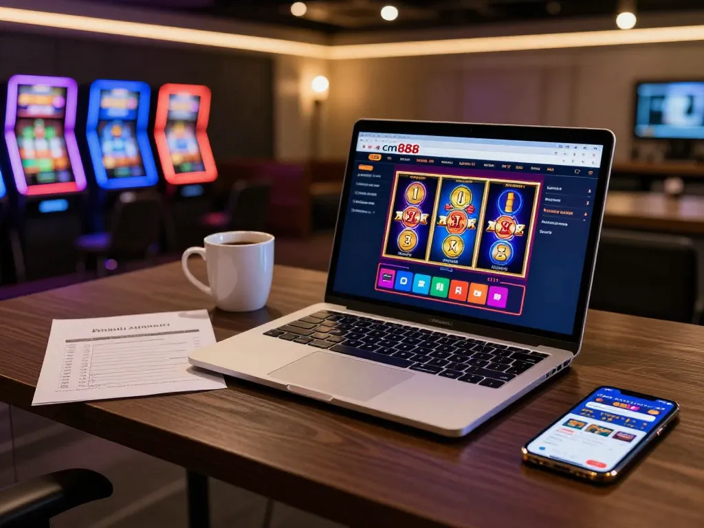 Engaging with cm888's exciting online slots, showcasing dynamic gameplay and strategic betting options.