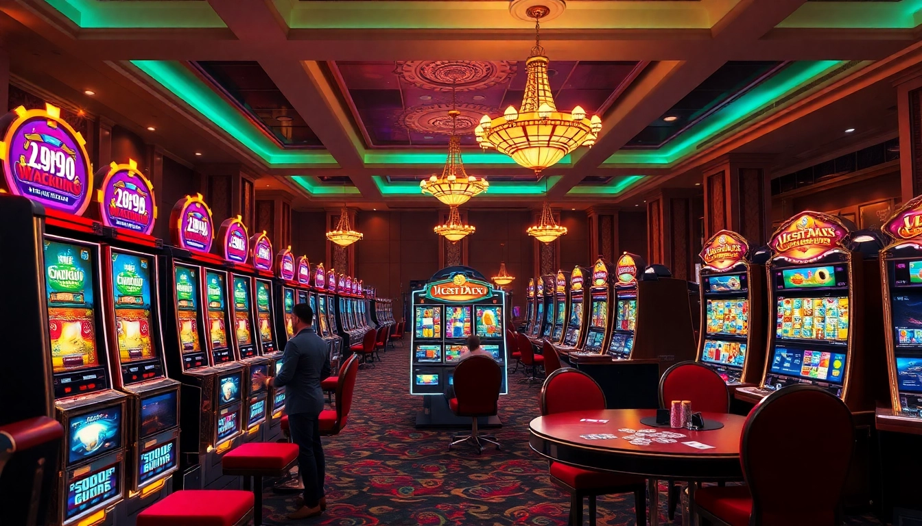 Experience high-stakes gaming at luxury12 with stunning slot machines and vibrant casino ambiance.