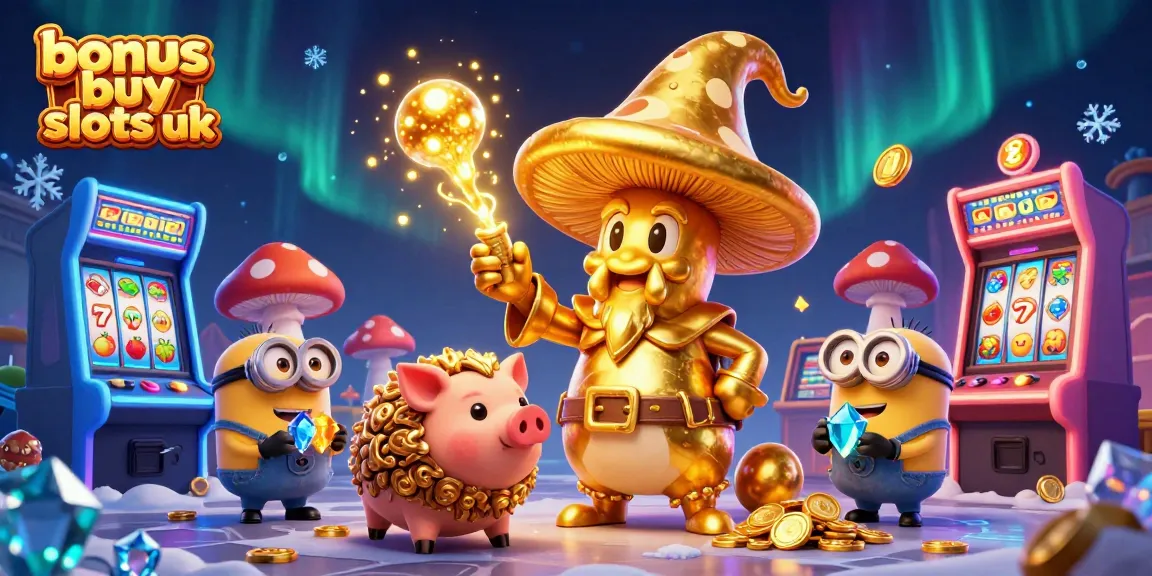 Engage with bonus buy slots uk featuring a wizard and treasure-seeking characters in a vibrant casino scene.
