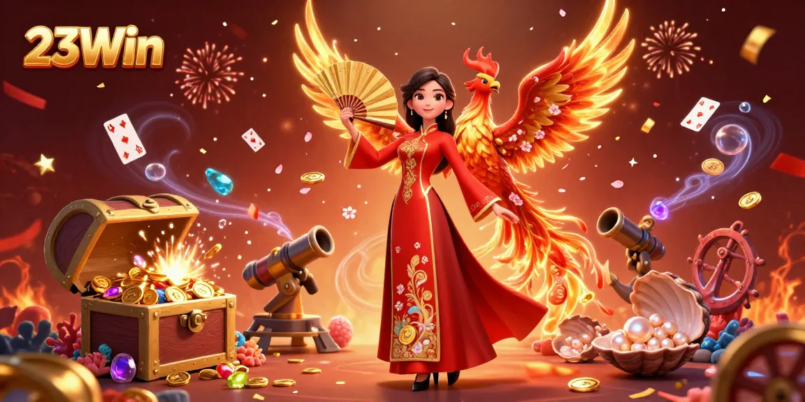 Experience the thrill of winning at 23Win with a captivating scene of vibrant characters in a casino setting.