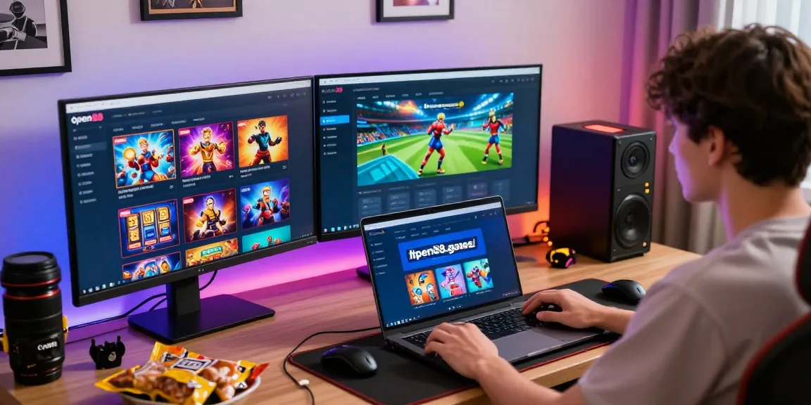 Engaged user enjoying gaming on https://open88.games/ with vibrant setup, showcasing excitement.
