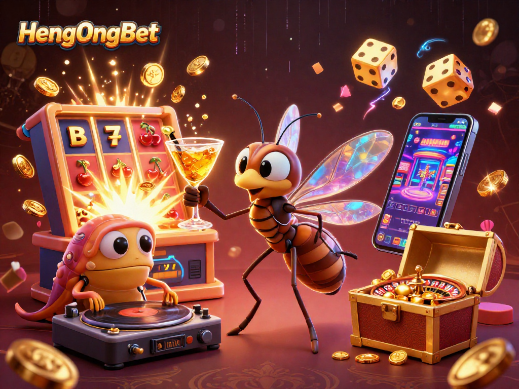 Experience the vibrant world of HengOngBet's thrilling casino games with dynamic winning symbols and energy.