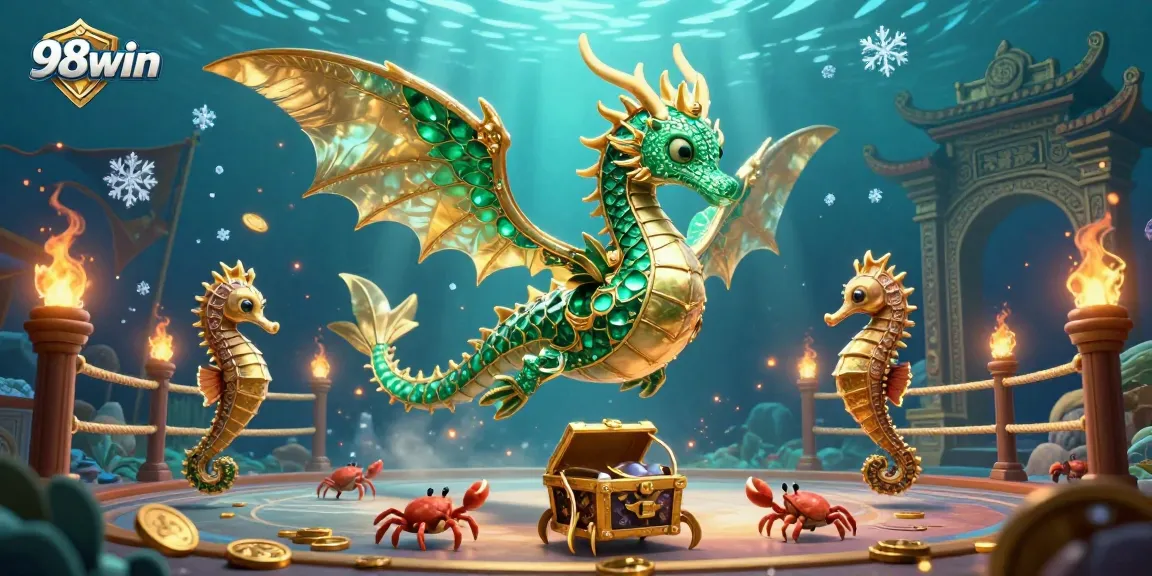Engage with 98win's immersive underwater realm filled with treasures and dynamic casino gaming elements.
