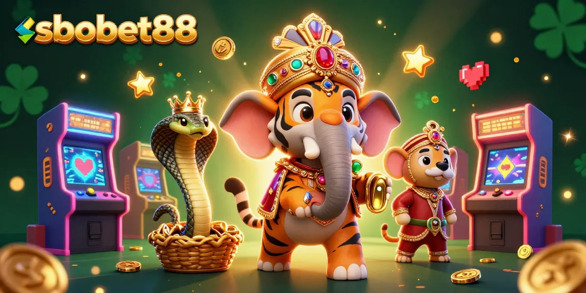 Experience sbobet88's vibrant online casino world with a majestic maharaja and jewel-encrusted elements.