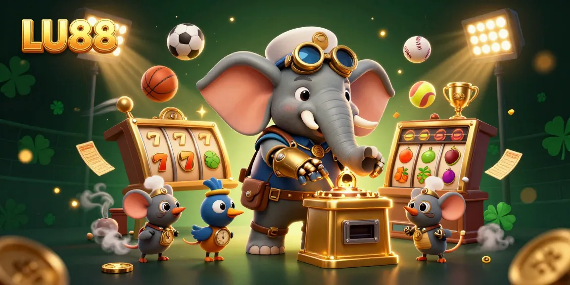 Experience thrilling gameplay at LU88 with an exciting steampunk slot machine scene captivating gamblers.