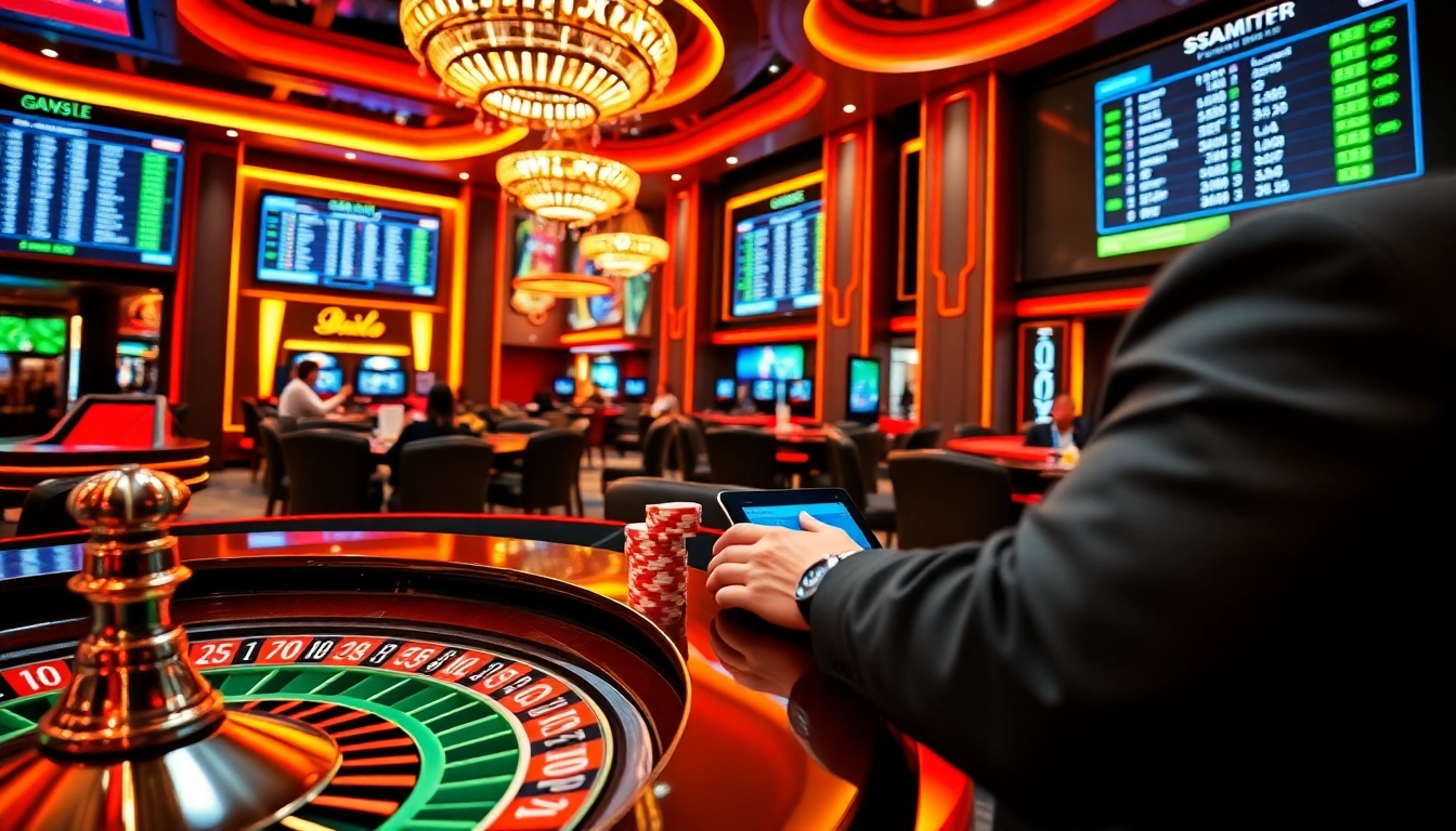 Experience the excitement of online gambling at Trang chủ MM88 with vibrant casino visuals and betting action.